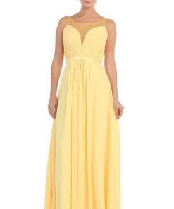 May Queen - MQ1259 Statuesque Sleeveless Illusion A-Line Long Prom Dress Formal Gowns