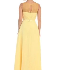 May Queen - MQ1259 Statuesque Sleeveless Illusion A-Line Long Prom Dress Formal Gowns