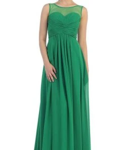 May Queen - MQ1266B Laced-Up Illusion Neck A-Line Prom Dress Formal Gowns