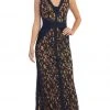 May Queen - MQ1270 Sleeveless V-Neck Lace Evening Gown Formal Gowns
