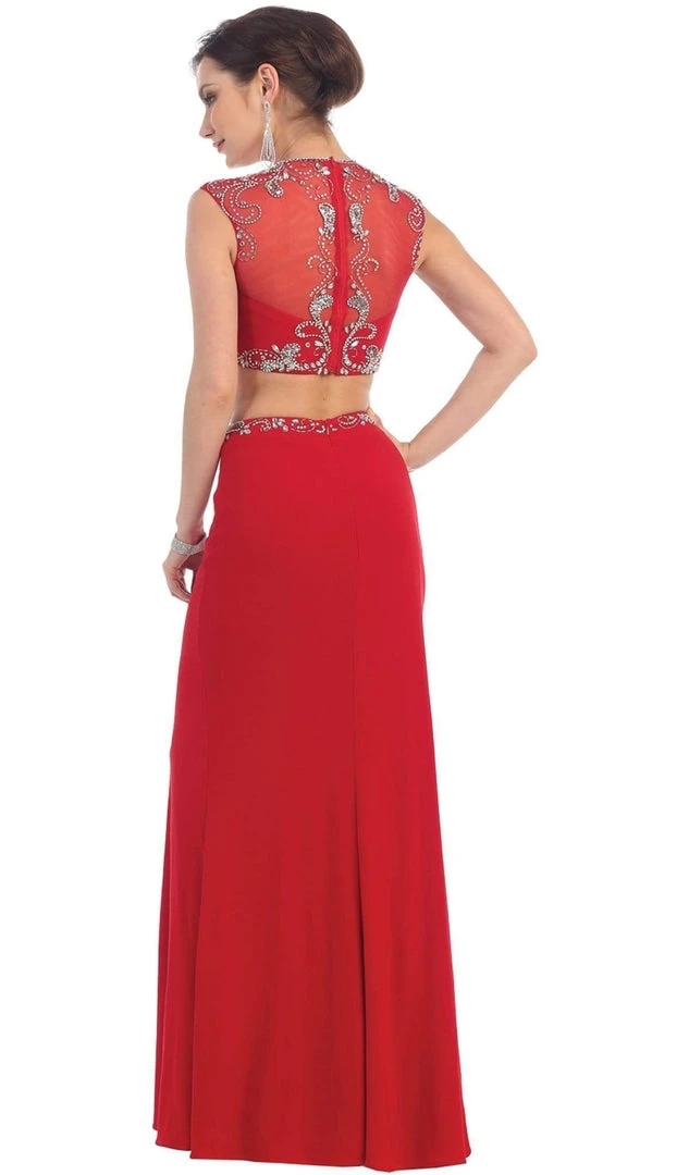 May Queen - MQ1285 Two Piece Illusion Jewel Sheath Evening Dress 5 May Queen - MQ1285 Two Piece Illusion Jewel Sheath Evening Dress