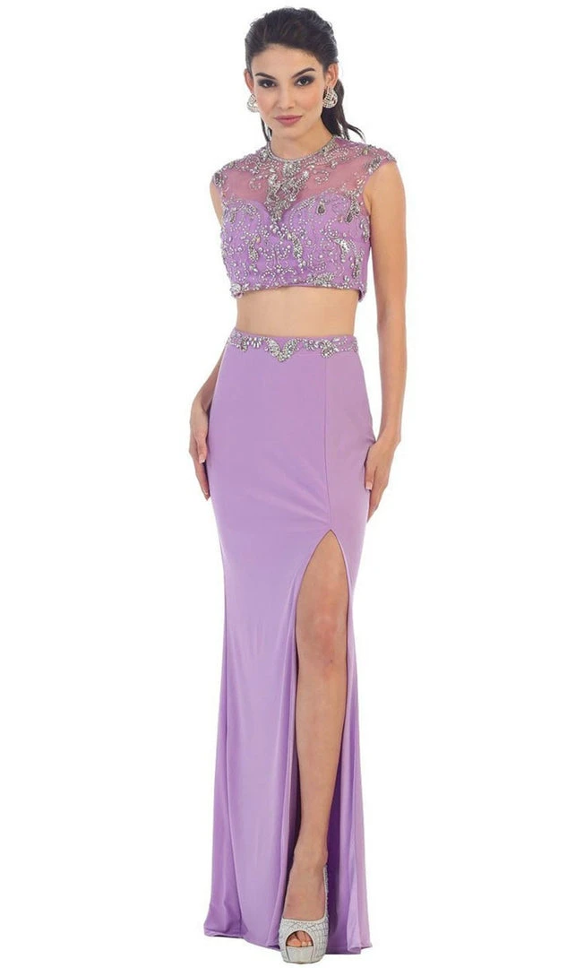 May Queen - MQ1285 Two Piece Illusion Jewel Sheath Evening Dress 7 May Queen - MQ1285 Two Piece Illusion Jewel Sheath Evening Dress