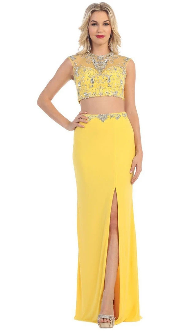 May Queen - MQ1285 Two Piece Illusion Jewel Sheath Evening Dress 9 May Queen - MQ1285 Two Piece Illusion Jewel Sheath Evening Dress