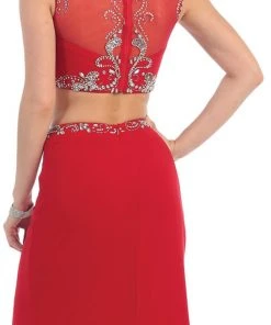 May Queen - MQ1285 Two Piece Illusion Jewel Sheath Evening Dress 13 May Queen - MQ1285 Two Piece Illusion Jewel Sheath Evening Dress