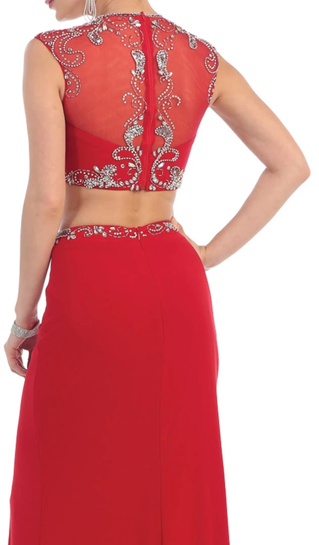 May Queen - MQ1285 Two Piece Illusion Jewel Sheath Evening Dress 6 May Queen - MQ1285 Two Piece Illusion Jewel Sheath Evening Dress
