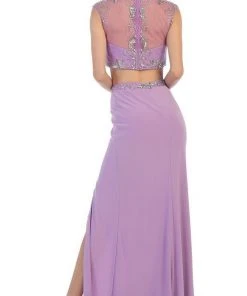 May Queen - MQ1285 Two Piece Illusion Jewel Sheath Evening Dress 15 May Queen - MQ1285 Two Piece Illusion Jewel Sheath Evening Dress