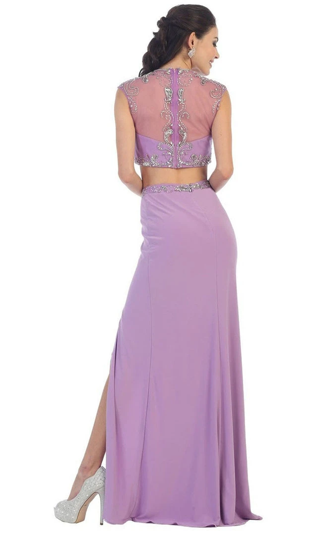 May Queen - MQ1285 Two Piece Illusion Jewel Sheath Evening Dress 8 May Queen - MQ1285 Two Piece Illusion Jewel Sheath Evening Dress
