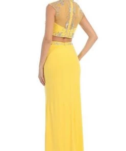 May Queen - MQ1285 Two Piece Illusion Jewel Sheath Evening Dress 17 May Queen - MQ1285 Two Piece Illusion Jewel Sheath Evening Dress