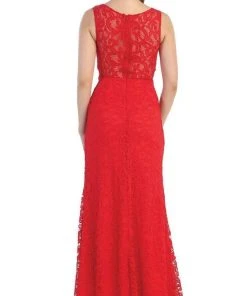 Formal Gowns May Queen - MQ1295 Stunning Beaded And Laced Illusion Sleeveless Long Formal Dress 10 Formal Gowns May Queen - MQ1295 Stunning Beaded And Laced Illusion Sleeveless Long Formal Dress