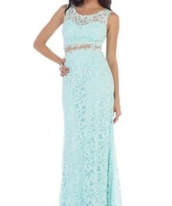 Formal Gowns May Queen - MQ1295 Stunning Beaded And Laced Illusion Sleeveless Long Formal Dress 12 Formal Gowns May Queen - MQ1295 Stunning Beaded And Laced Illusion Sleeveless Long Formal Dress