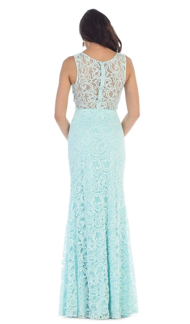 Formal Gowns May Queen - MQ1295 Stunning Beaded And Laced Illusion Sleeveless Long Formal Dress 8 Formal Gowns May Queen - MQ1295 Stunning Beaded And Laced Illusion Sleeveless Long Formal Dress