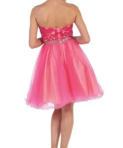 Cocktail Dresses May Queen - MQ1425 Flirty Laced Embellished Sweetheart A-Line Cocktail Dress