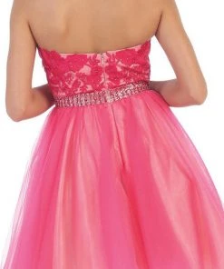 Cocktail Dresses May Queen - MQ1425 Flirty Laced Embellished Sweetheart A-Line Cocktail Dress