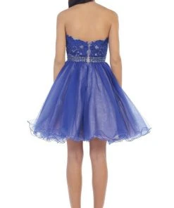 Cocktail Dresses May Queen - MQ1425 Flirty Laced Embellished Sweetheart A-Line Cocktail Dress