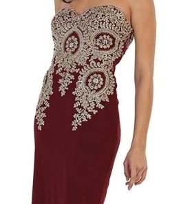 May Queen - MQ1439 Metallic Lace Ornate Strapless Short Formal Dress Cocktail Dresses 14 May Queen - MQ1439 Metallic Lace Ornate Strapless Short Formal Dress Cocktail Dresses