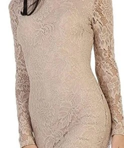 May Queen - MQ1441 Lace Long Sleeve Bateau Sheath Cocktail Dress Cocktail Dresses