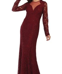 May Queen - MQ1451 Embellished Sheer Jewel Sheath Evening Dress Formal Gowns