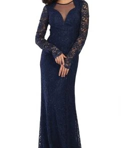 May Queen - MQ1451 Embellished Sheer Jewel Sheath Evening Dress Formal Gowns