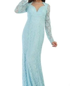May Queen - MQ1451 Embellished Sheer Jewel Sheath Evening Dress Formal Gowns