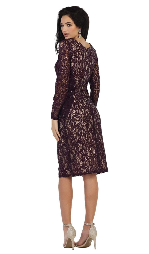 May Queen - MQ1458 Sequined Jewel Sheath Cocktail Dress Cocktail Dresses 5 May Queen - MQ1458 Sequined Jewel Sheath Cocktail Dress Cocktail Dresses