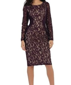 May Queen - MQ1458 Sequined Jewel Sheath Cocktail Dress Cocktail Dresses