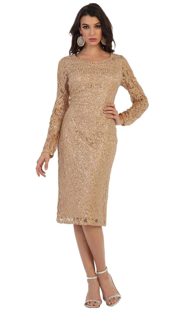 May Queen - MQ1458 Sequined Jewel Sheath Cocktail Dress Cocktail Dresses 6 May Queen - MQ1458 Sequined Jewel Sheath Cocktail Dress Cocktail Dresses