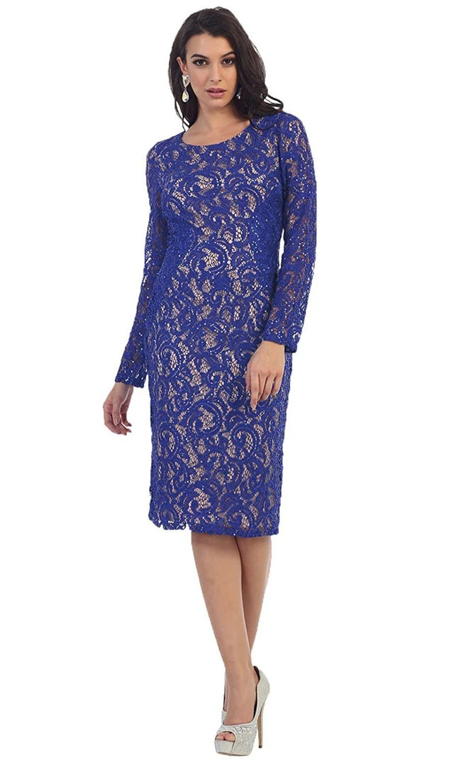 May Queen - MQ1458 Sequined Jewel Sheath Cocktail Dress Cocktail Dresses 8 May Queen - MQ1458 Sequined Jewel Sheath Cocktail Dress Cocktail Dresses