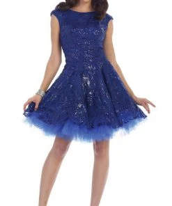 Cocktail Dresses May Queen - MQ1464 Cap Sleeve Floral Tulle Cocktail Dress 12 Cocktail Dresses May Queen - MQ1464 Cap Sleeve Floral Tulle Cocktail Dress