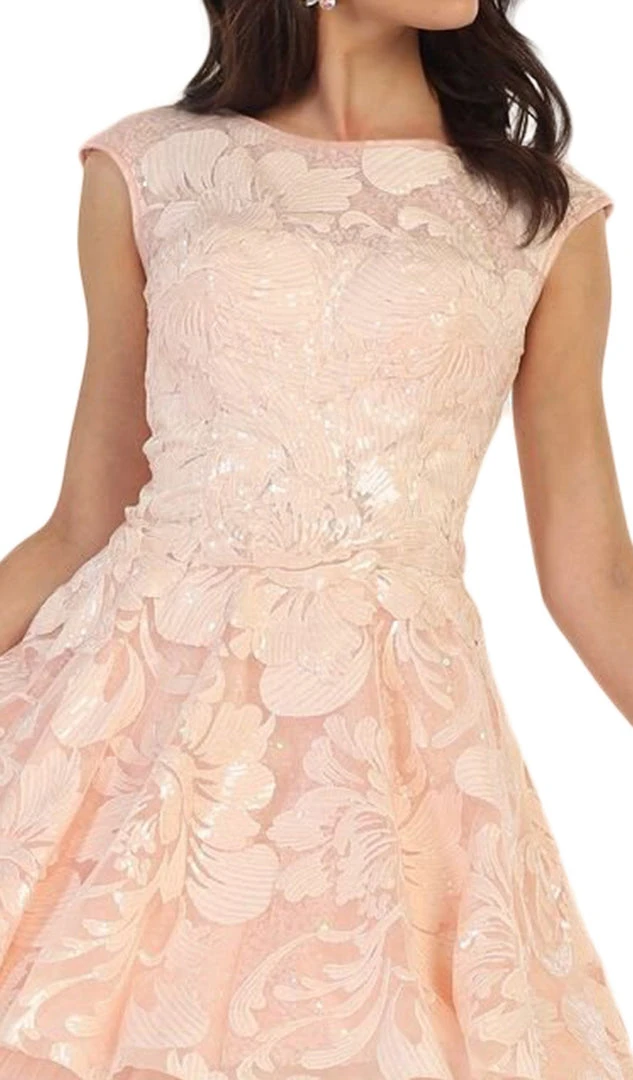 Cocktail Dresses May Queen - MQ1464 Cap Sleeve Floral Tulle Cocktail Dress 4 Cocktail Dresses May Queen - MQ1464 Cap Sleeve Floral Tulle Cocktail Dress