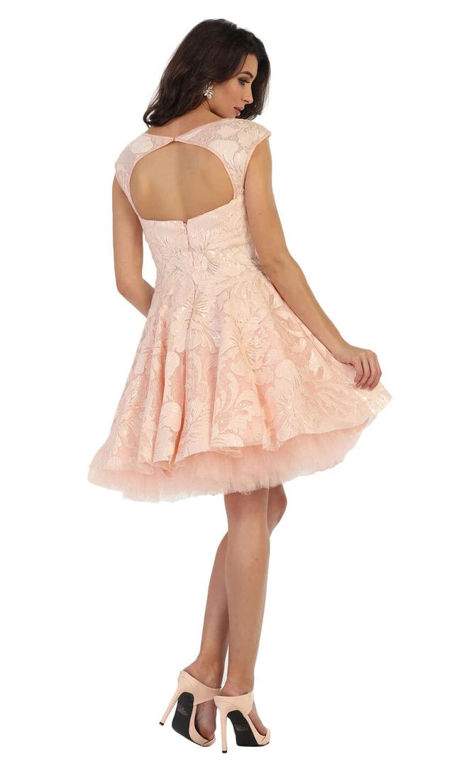 Cocktail Dresses May Queen - MQ1464 Cap Sleeve Floral Tulle Cocktail Dress 5 Cocktail Dresses May Queen - MQ1464 Cap Sleeve Floral Tulle Cocktail Dress
