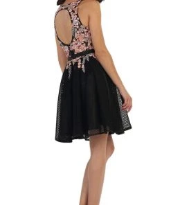 May Queen - MQ1465 Sleeveless Floral Cocktail Dress Cocktail Dresses