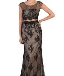 Formal Gowns May Queen - MQ1493 Two Piece Scoop Lace And Mesh Evening Gown