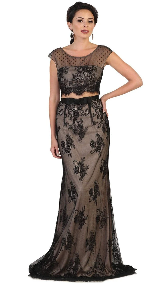 Formal Gowns May Queen - MQ1493 Two Piece Scoop Lace And Mesh Evening Gown 3 Formal Gowns May Queen - MQ1493 Two Piece Scoop Lace And Mesh Evening Gown