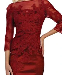 Formal Gowns May Queen - MQ1501 Beaded Illusion Bateau Trumpet Evening Dress 14 Formal Gowns May Queen - MQ1501 Beaded Illusion Bateau Trumpet Evening Dress