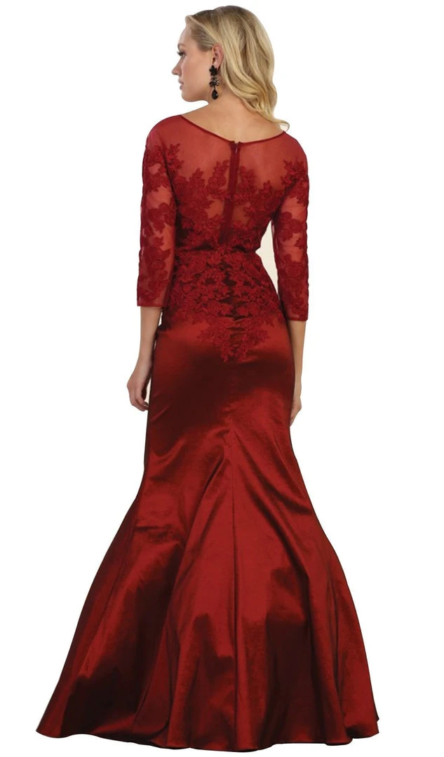 Formal Gowns May Queen - MQ1501 Beaded Illusion Bateau Trumpet Evening Dress 6 Formal Gowns May Queen - MQ1501 Beaded Illusion Bateau Trumpet Evening Dress