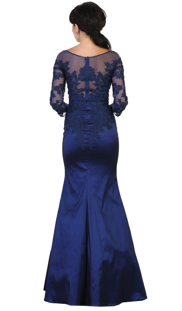 Formal Gowns May Queen - MQ1501 Beaded Illusion Bateau Trumpet Evening Dress 10 Formal Gowns May Queen - MQ1501 Beaded Illusion Bateau Trumpet Evening Dress