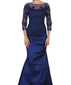 Formal Gowns May Queen - MQ1501 Beaded Illusion Bateau Trumpet Evening Dress 16 Formal Gowns May Queen - MQ1501 Beaded Illusion Bateau Trumpet Evening Dress