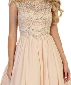 Cocktail Dresses May Queen - MQ1567 Embellished Illusion Bateau Cocktail Dress - 1 Pc Silver In Size 10 Available 5 Cocktail Dresses May Queen - MQ1567 Embellished Illusion Bateau Cocktail Dress - 1 Pc Silver In Size 10 Available