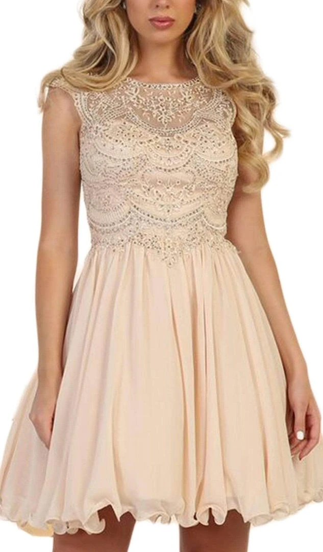 Cocktail Dresses May Queen - MQ1567 Embellished Illusion Bateau Cocktail Dress - 1 Pc Silver In Size 10 Available 4 Cocktail Dresses May Queen - MQ1567 Embellished Illusion Bateau Cocktail Dress - 1 Pc Silver In Size 10 Available