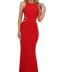 Formal Gowns May Queen - MQ1571 Sleeveless Banded Contoured Cutout Gown