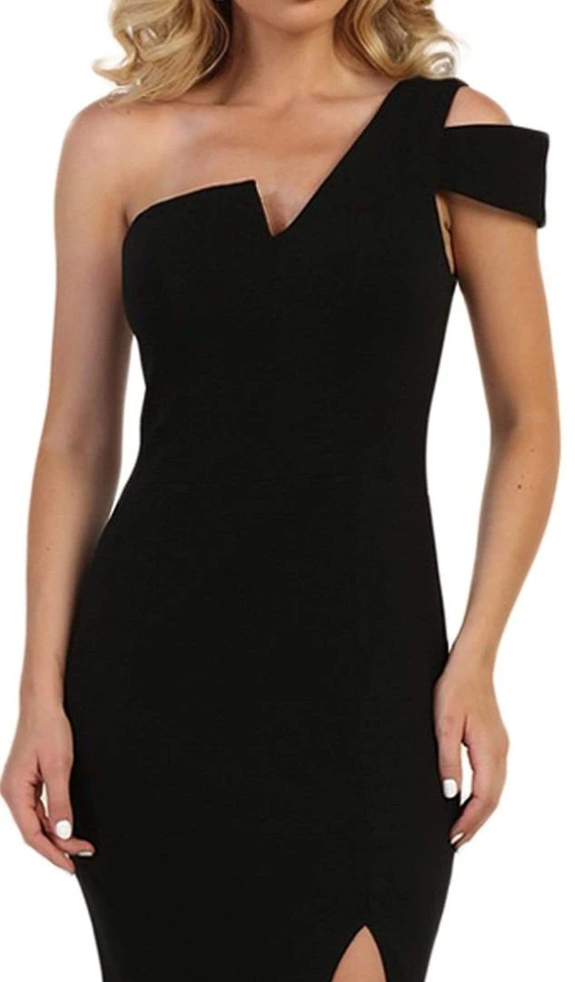 May Queen - MQ1572 Fitted One Shoulder Strap Evening Dress With Slit 4 May Queen - MQ1572 Fitted One Shoulder Strap Evening Dress With Slit