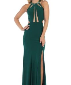 May Queen - MQ1579 Multi-Cutout Beaded Halter Sheath Gown Formal Gowns 12 May Queen - MQ1579 Multi-Cutout Beaded Halter Sheath Gown Formal Gowns