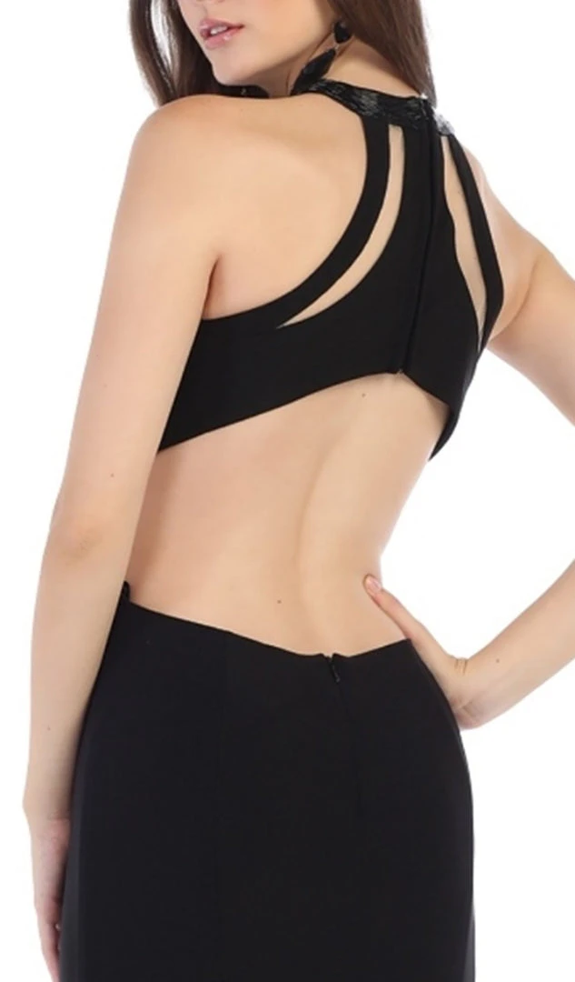 May Queen - MQ1579 Multi-Cutout Beaded Halter Sheath Gown Formal Gowns 6 May Queen - MQ1579 Multi-Cutout Beaded Halter Sheath Gown Formal Gowns