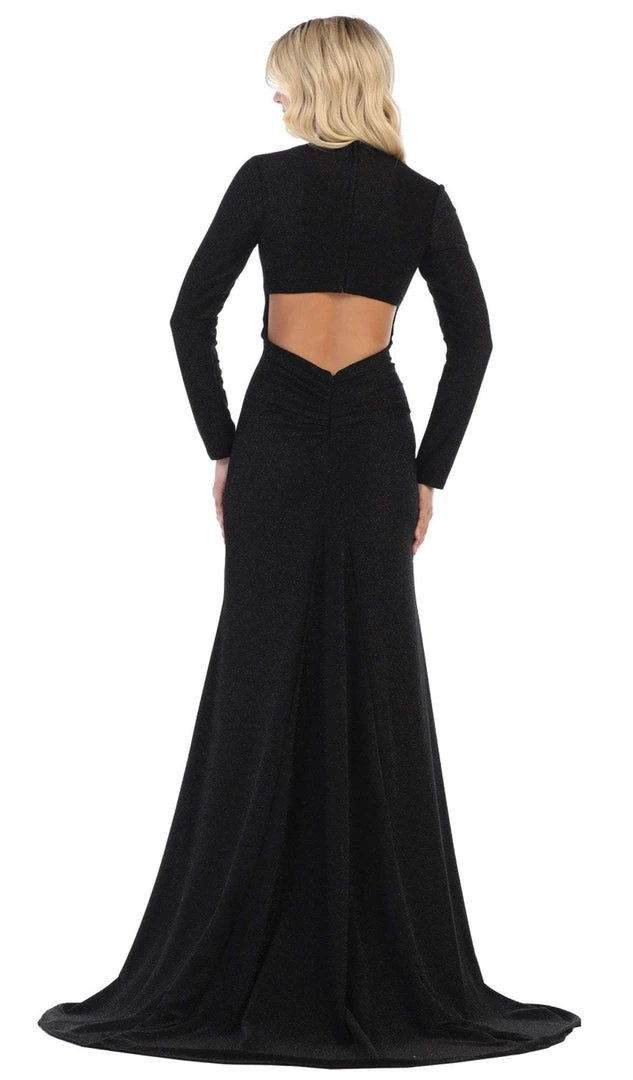 May Queen - MQ1583 Long Sleeve Deep V-neck Trumpet Dress Formal Gowns 5 May Queen - MQ1583 Long Sleeve Deep V-neck Trumpet Dress Formal Gowns