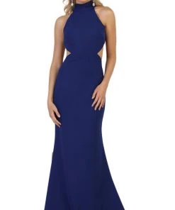 May Queen - MQ1591 High Neck Cascading Tie-Ribbon Gown Formal Gowns