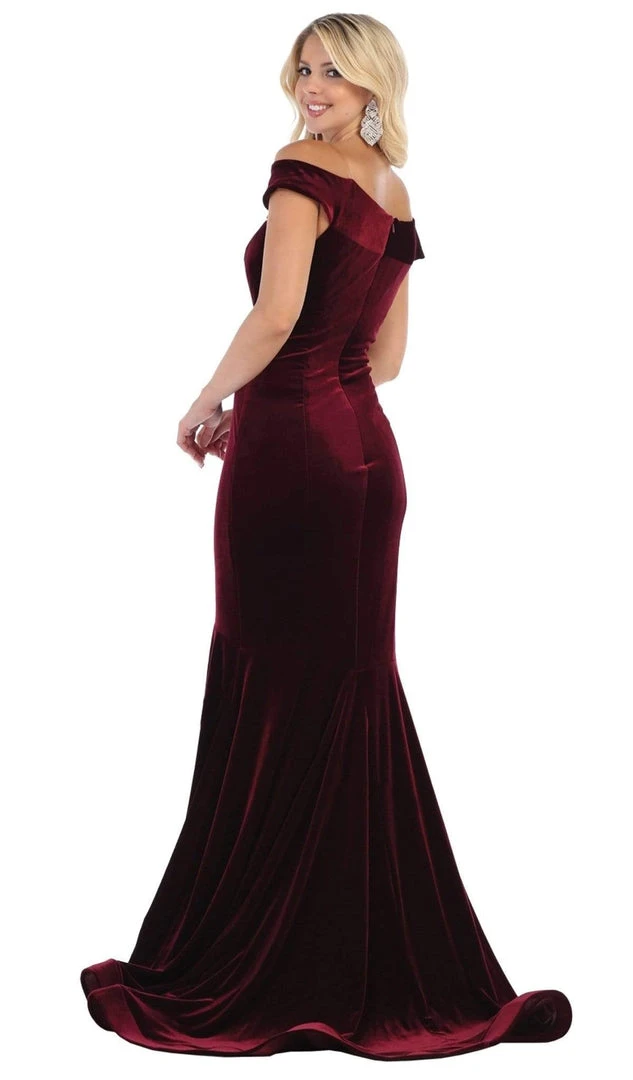 May Queen - MQ1592 Off-Shoulder Fitted Mermaid Evening Dress Formal Gowns 4 May Queen - MQ1592 Off-Shoulder Fitted Mermaid Evening Dress Formal Gowns