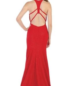 May Queen - MQ1603 Cutout Bodice Halter Mermaid Gown