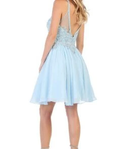 May Queen - MQ1614 Front Keyhole Halter Fit And Flare Cocktail Dress Cocktail Dresses