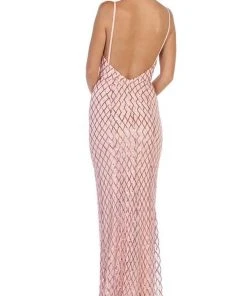 Formal Gowns May Queen - MQ1625 Adorned Lattice Motif Sheath Gown 8 Formal Gowns May Queen - MQ1625 Adorned Lattice Motif Sheath Gown