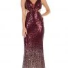 Formal Gowns May Queen - MQ1628 Two Tone Sequined Deep V-neck Sheath Dress 2 Formal Gowns May Queen - MQ1628 Two Tone Sequined Deep V-neck Sheath Dress